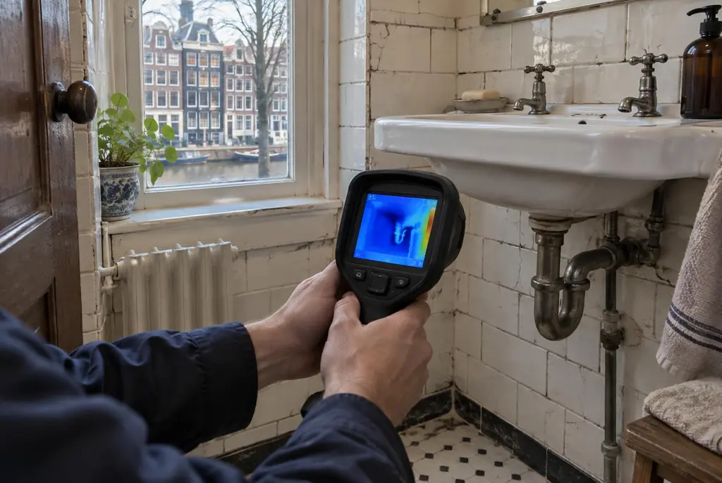 Lekdetectie Renkum – badkamer met oude leidingen achter de tegels