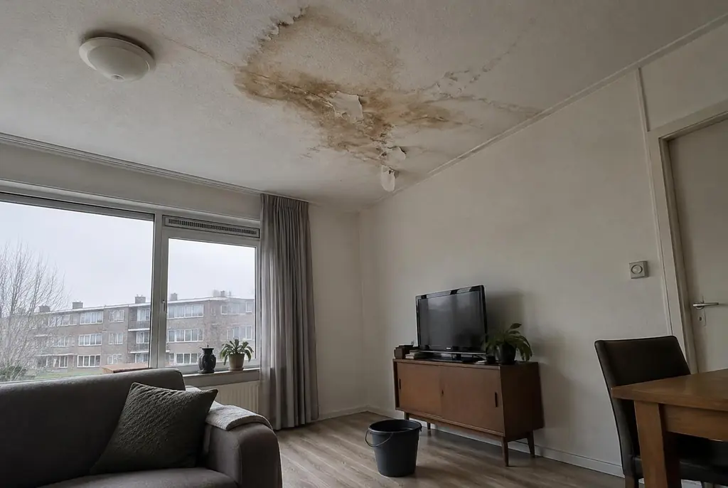 Lekdetectie Renkum – vochtplek op het plafond onder een badkamer